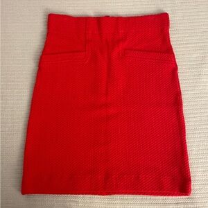 ANTHROPOLOGIE Ganni Women's Red Textured Stretch Fitted Pencil Skirt